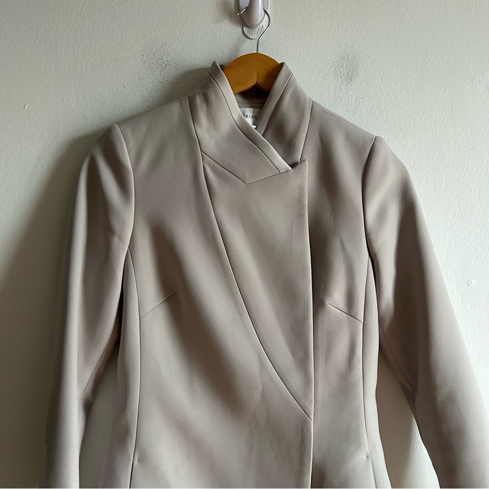 Reiss Sz 4 Clarence Light Grey Structured Classic Tailored Blazer Coat - Picture 6 of 15